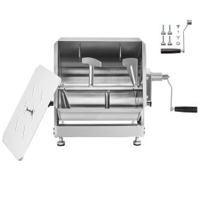 Manual Meat Mixer, 15L Tilt Tank Meat Processing Equipment(Mixing Max 15LBS for Meat), Stainless Steel Meat Mixer