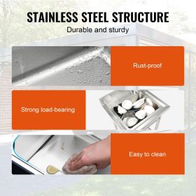Stainless Steel Utility Sink, 1 Compartment Free Standing Small Sink Include Faucet & legs, 16 x 13 x 8.7 in Commercial Single Bowl Sinks for Gar